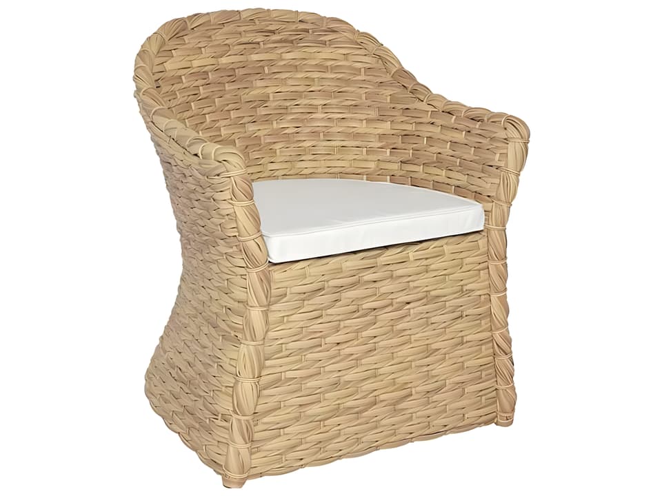Vero Wicker Cushion Dining Arm Chair in Seagrass