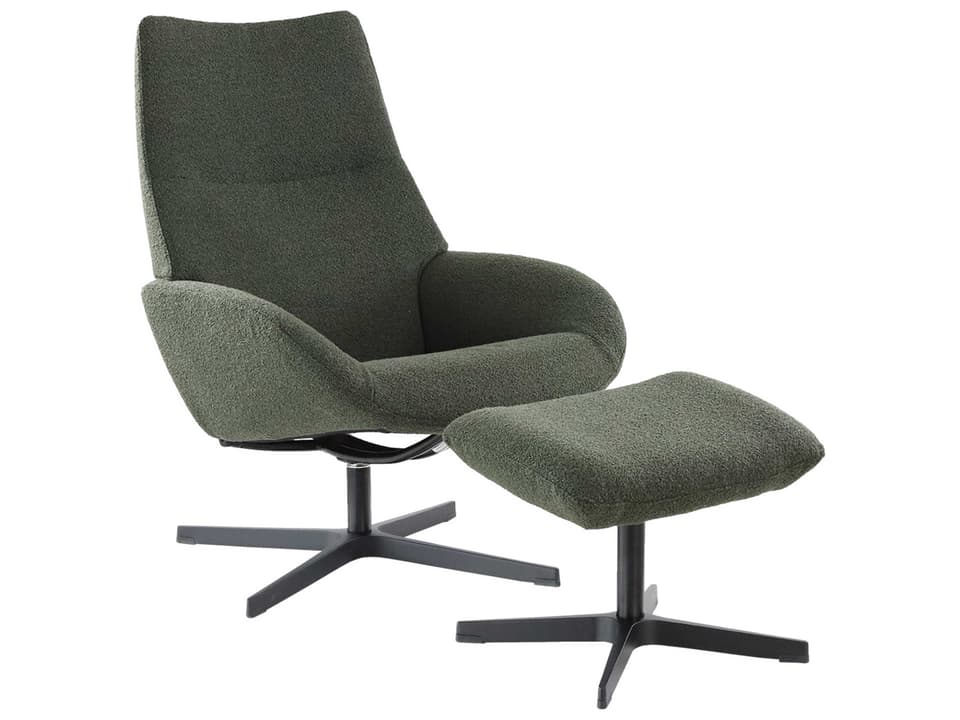 Lotus Alpine Forest Fabric Swivel Accent Chair with Footrest