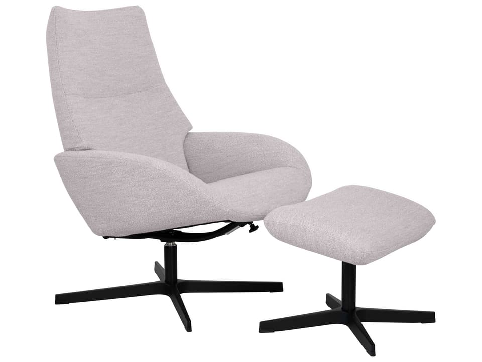 Lotus Alpine Ivory Fabric Swivel Accent Chair with Footrest