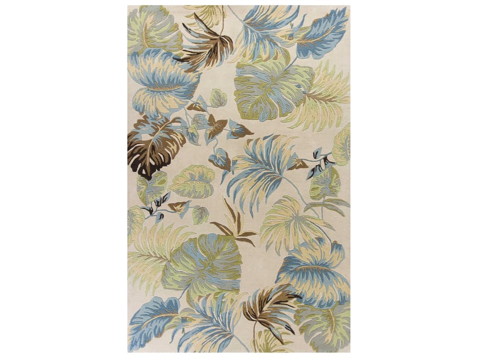 Havana Multi-Textured Wool Hand-Tufted Area Rug in Ivory Blue Oasis