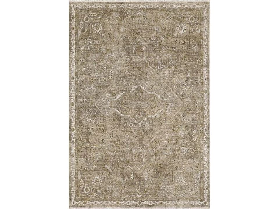 Portia Bordered Machine-Woven Area Rug in Moss Green