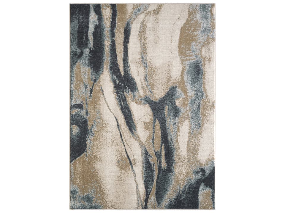 Avalon Ivory Blue Wonder Traditional Machine Woven Area Rug