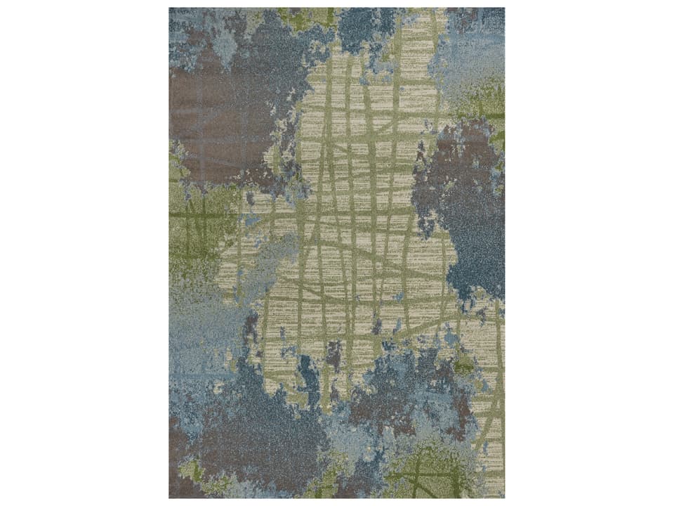 Illusions Abstract Area Rug in Green and Blue