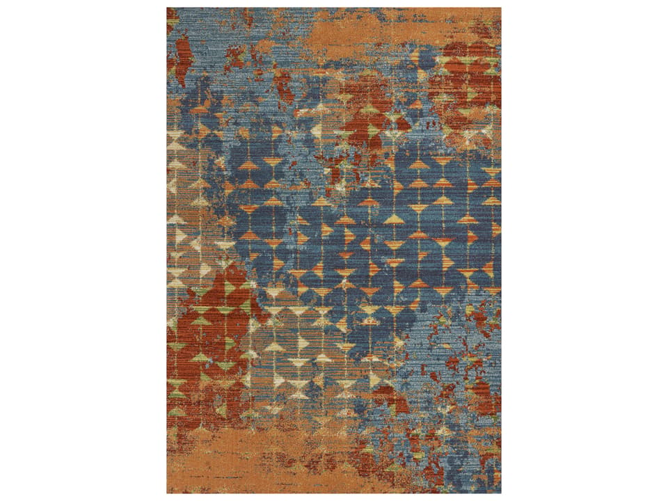 Illusions 6208 Blue Coral Abstract Machine Woven Area Rug