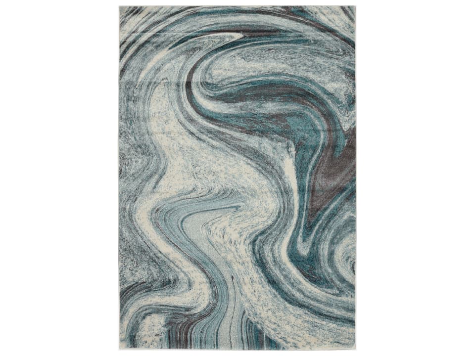 Illusions Abstract Machine Woven Area Rug in Teal
