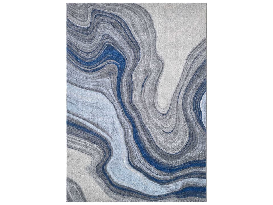 Illusions Abstract Area Rug Blue Grey Marble