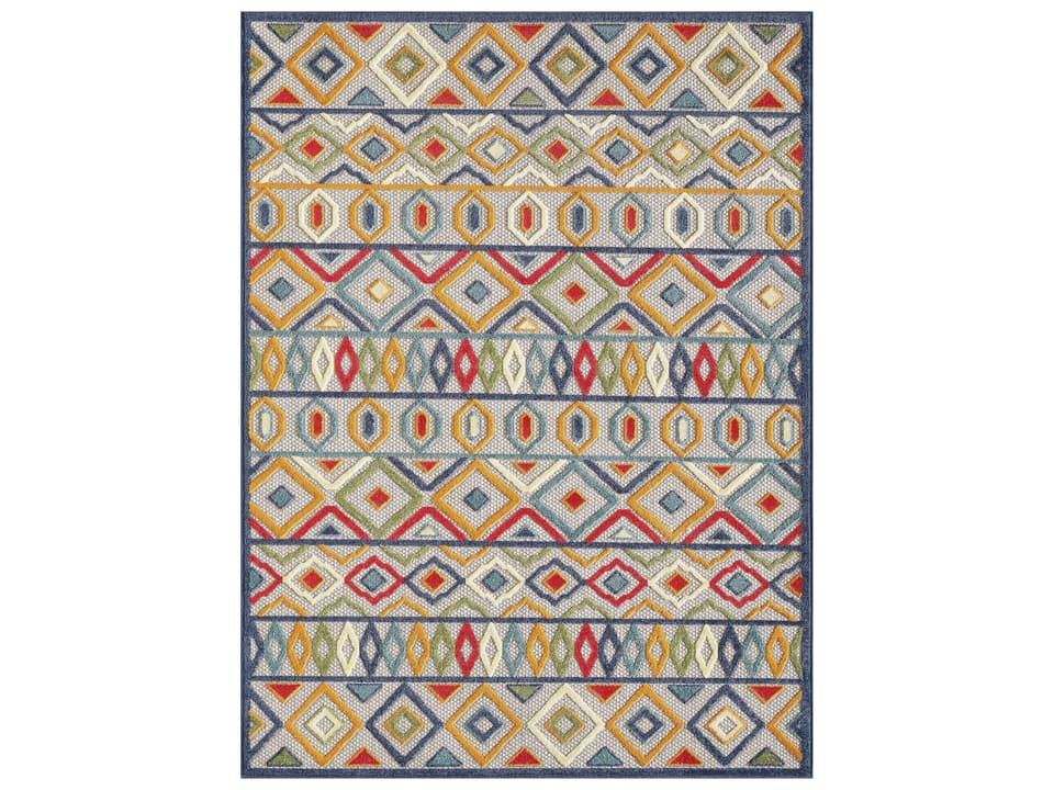 Calla Ivory Multi Aztec Indoor Outdoor Area Rug with Low Pile