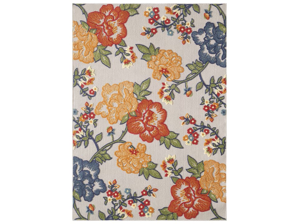 Calla Floral Indoor Outdoor Area Rug with Transitional Design