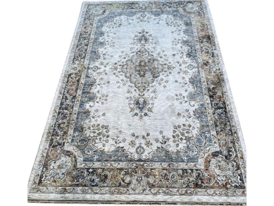 Avani Machine Woven Bordered Area Rug in Ivory Polyester