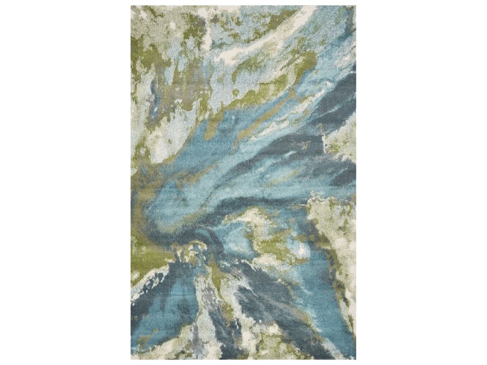 Rugs Watercolors Abstract Area Rug in Polypropylene Teal