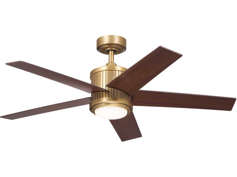 Brahm 48-Inch 5-Blade Indoor Ceiling Fan with LED Light in Natural Brass