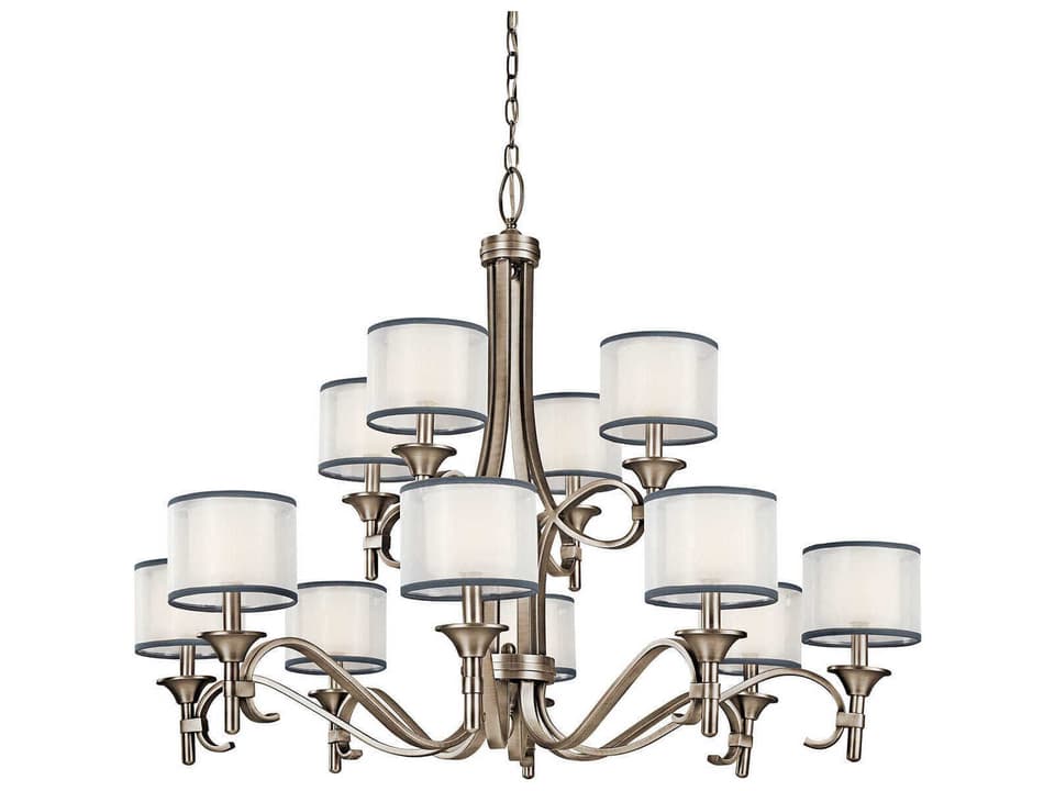 12-Light Lacey 3-Tier Chandelier in Antique Pewter