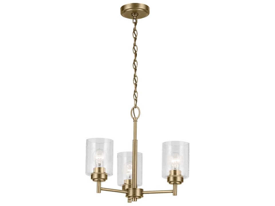Winslow 3-Light Chandelier in Natural Brass with Clear Seeded Glass