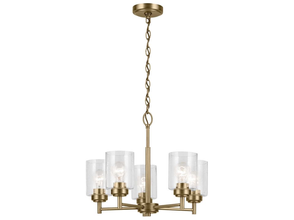 Winslow 5-Light Chandelier in Natural Brass with Clear Seeded Glass