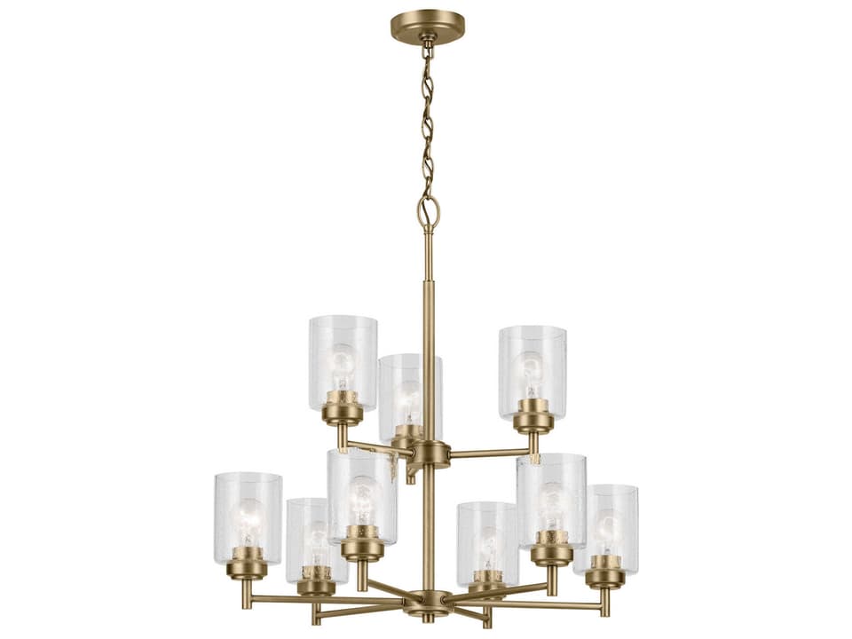 Winslow 9-Light Chandelier with Clear Seeded Glass in Natural Brass