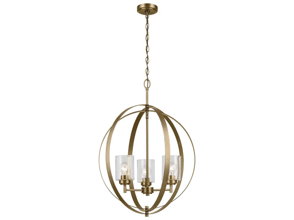 Winslow 3-Light Transitional Chandelier in Natural Brass