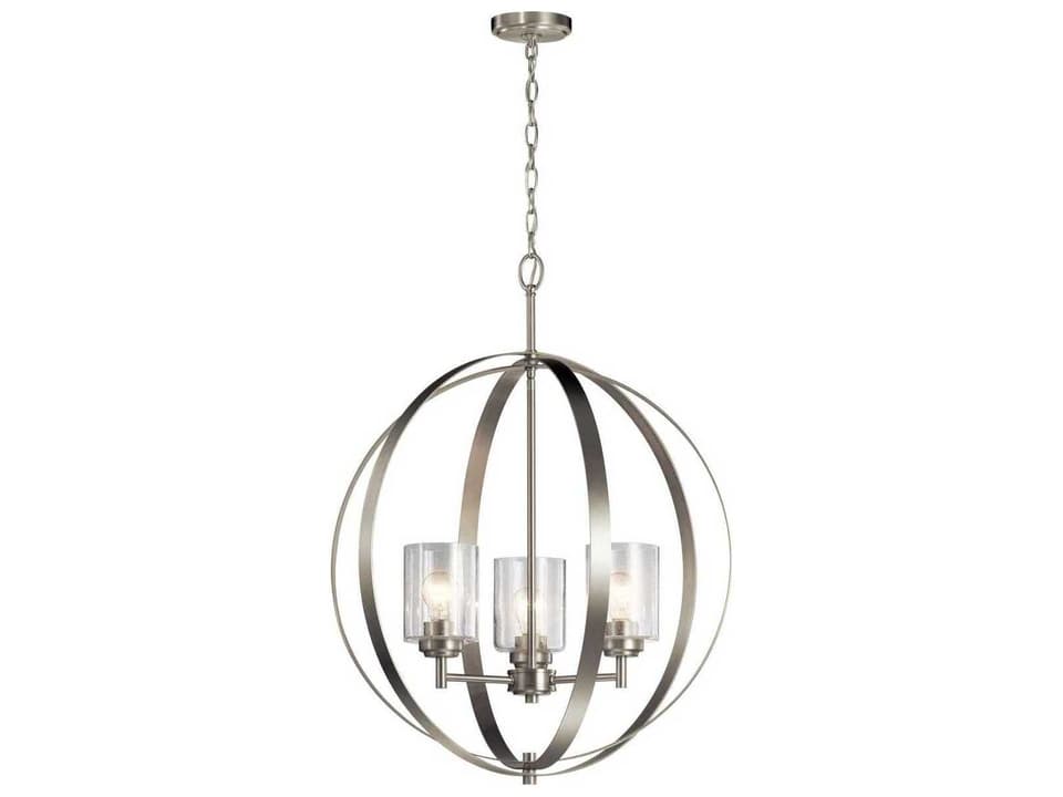 Winslow 3-Light Brushed Nickel Chandelier with Clear Seeded Glass