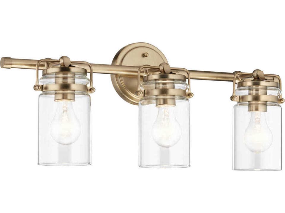 Brinley 3-Light 24-Inch Bath Vanity Light in Champagne Bronze with Clear Glass