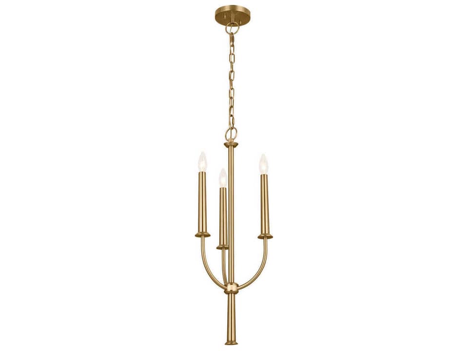 3-Light Florence Candelabra Chandelier in Brushed Natural Brass