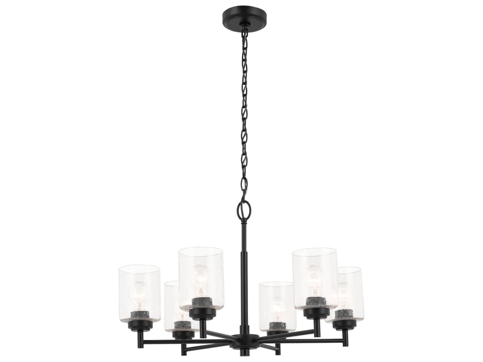 Winslow 6-Light Black Chandelier with Clear Seeded Glass