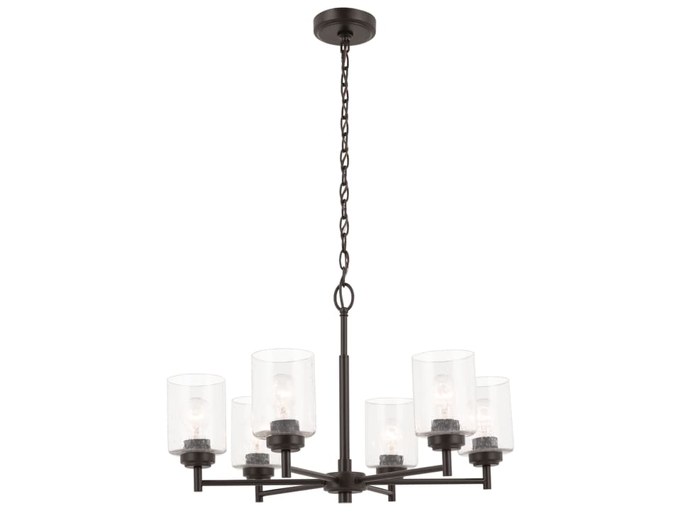 Winslow 6-Light Chandelier in Olde Bronze with Clear Seeded Glass