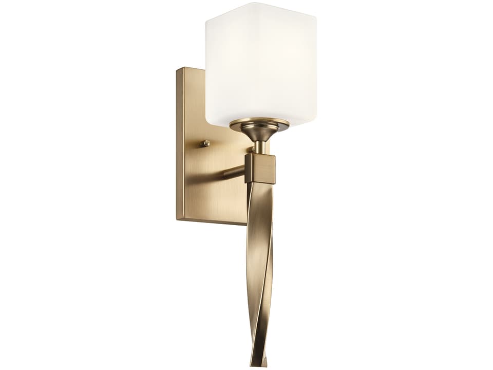 Marette 1-Light Wall Sconce with Satin Etched Cased Opal Glass in Champagne Bronze