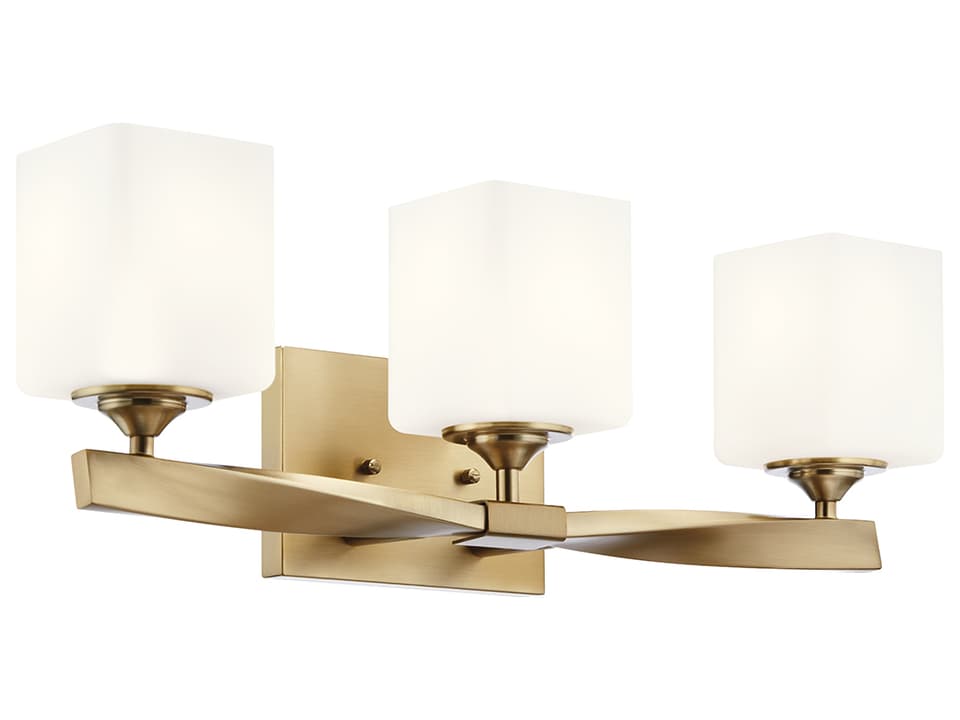 Marette 3-Light Bath Vanity Light in Champagne Bronze with Satin Etched Cased Opal Glass