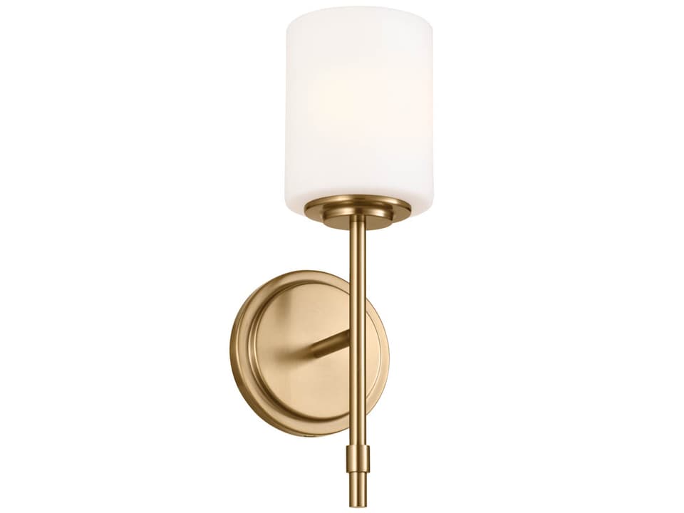 Ali 1-Light Brushed Natural Brass Wall Sconce with Satin Etched Glass