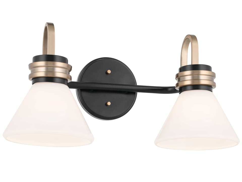 Farum 2-Light Wall Vanity Light in Black and Champagne Bronze