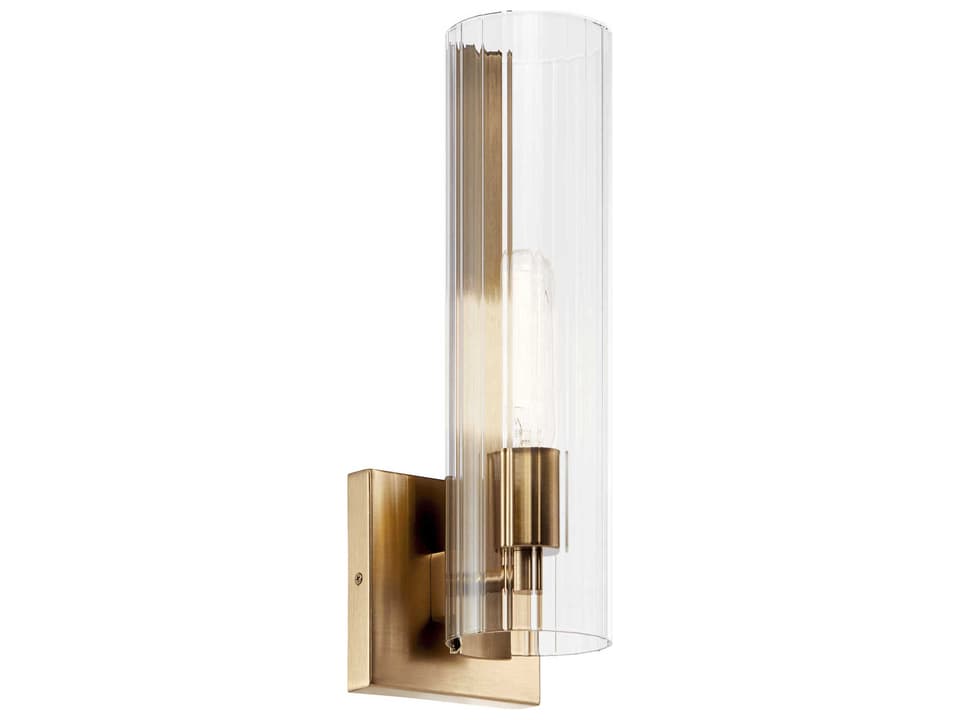 Jemsa 1-Light Wall Sconce with Clear Fluted Glass in Champagne Bronze
