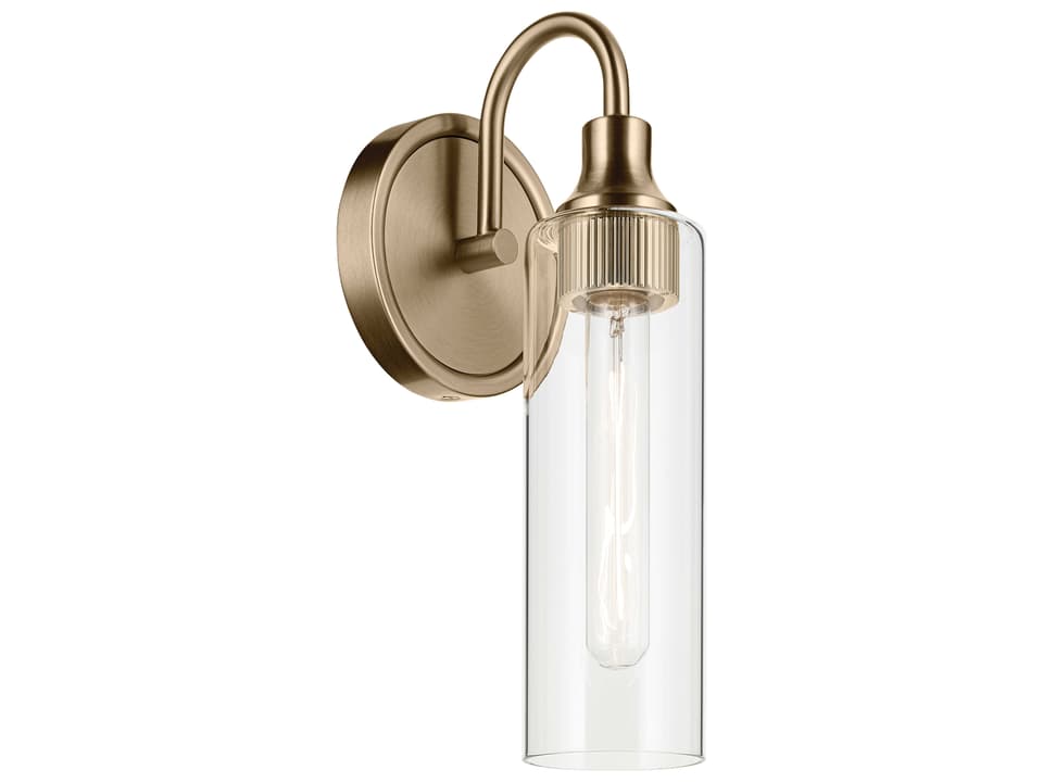 Kavi 1-Light Wall Sconce in Champagne Bronze with Clear Glass