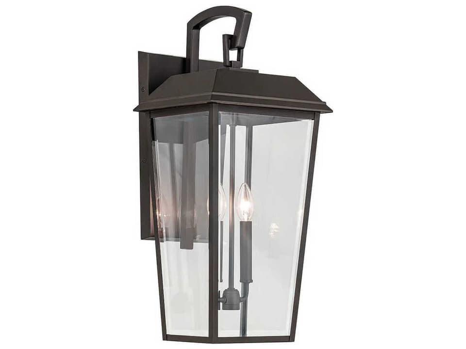 Mathus 2-Light Outdoor Wall Light in Olde Bronze with Clear Beveled Glass