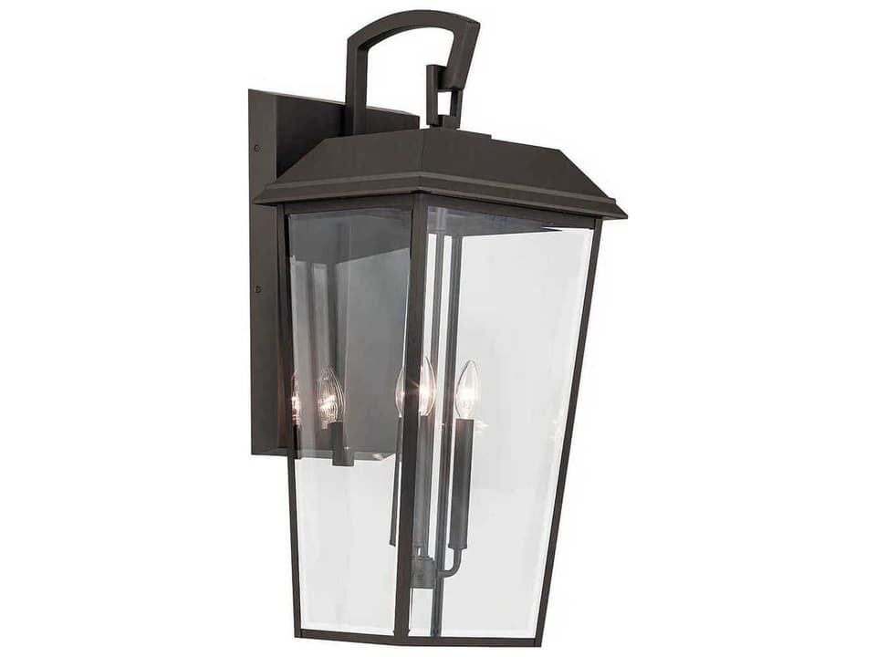 Mathus 3-Light Outdoor Wall Light in Olde Bronze with Beveled Glass