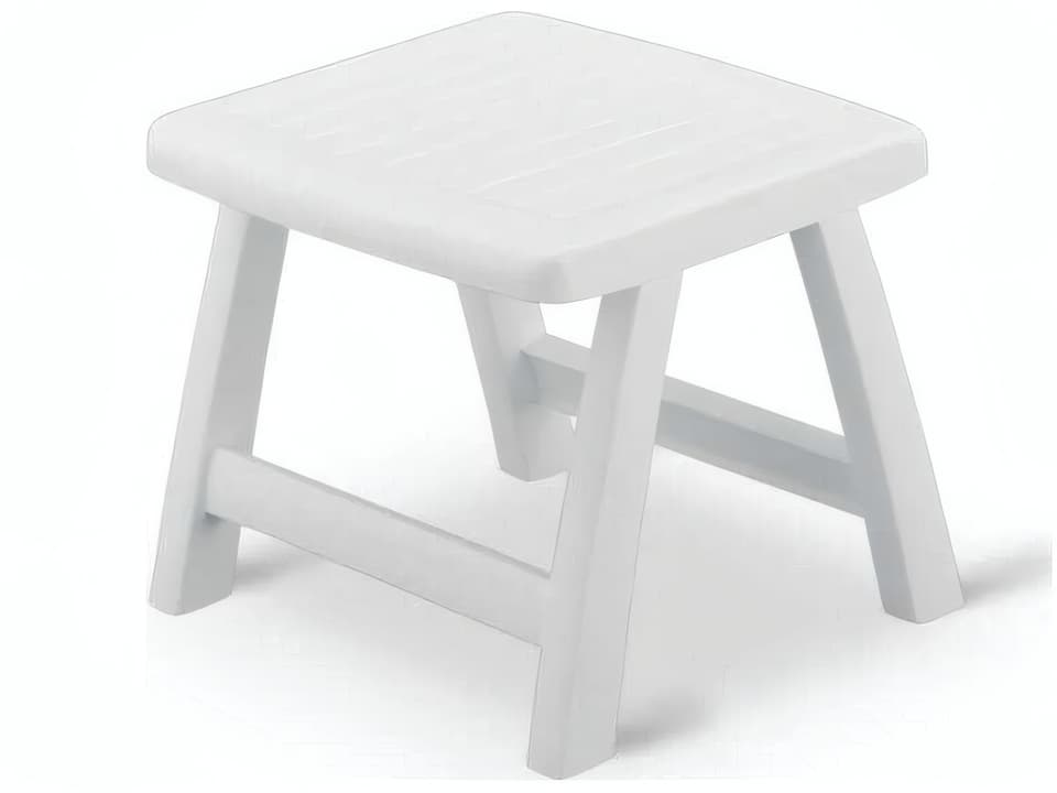 Roma Resin White Square Outdoor Patio Side Table/Ottoman