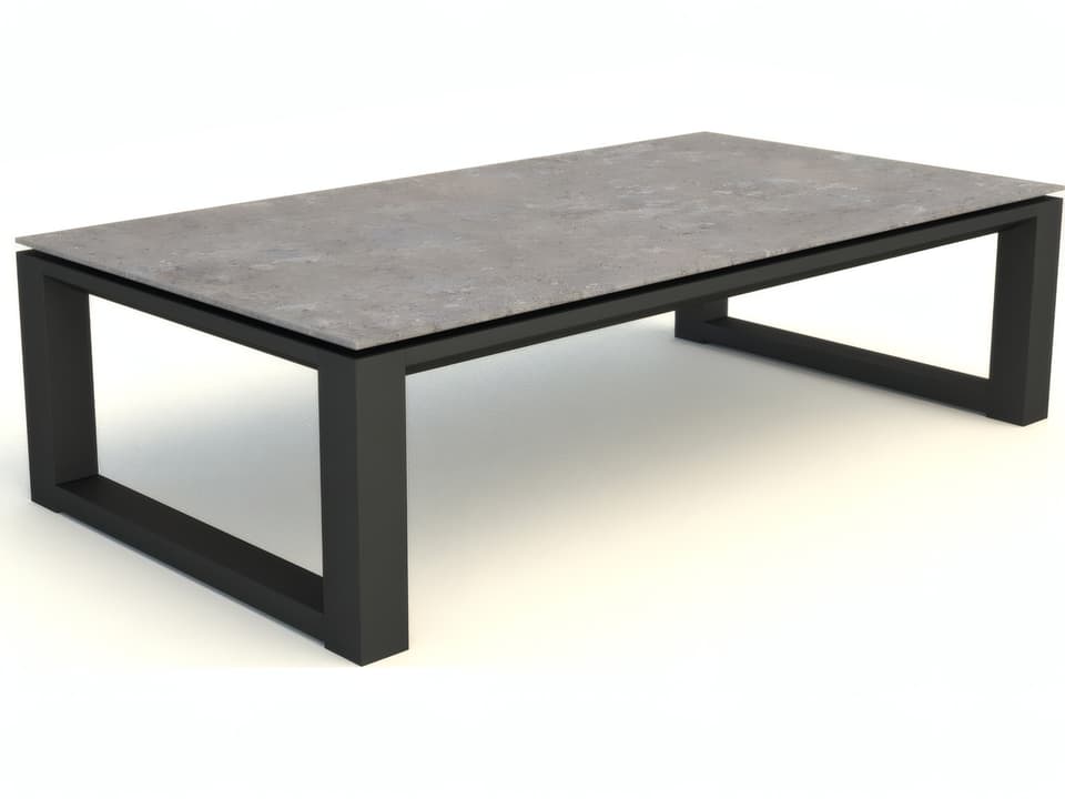 Boston Select Rectangular Outdoor Patio Coffee Table in Lava Aluminum and Ceramic