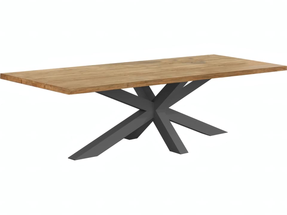 Timor 90x40-Inch Teak Top Dining Table with Lava Aluminum Frame