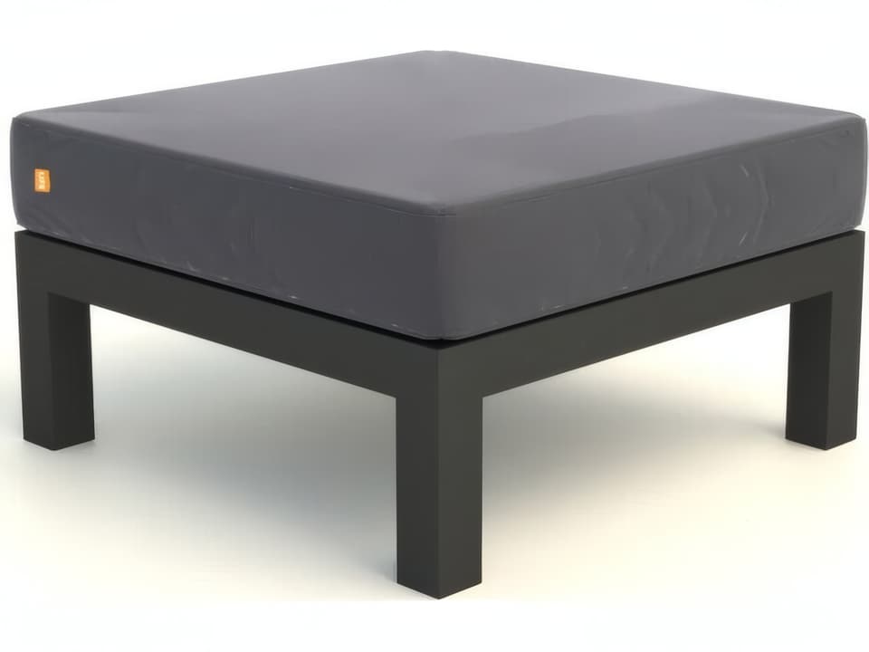 Timber Aluminum Ottoman with Sunbrella Cushion in Lava and Natte Charcoal