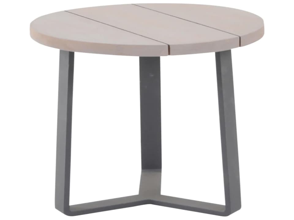 Amazon Round Aluminum Patio End Table with Poly Top in Lava Grey