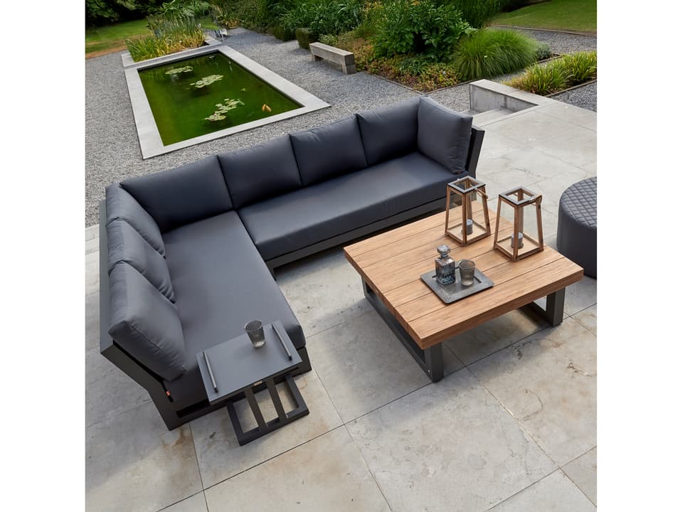 Life Nevada Lava Canvas Soot Aluminum Cushion Lounge Set