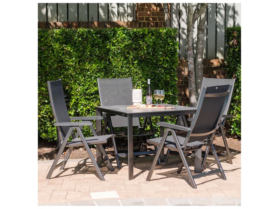 Basic Plus Sling Aluminum Gray 5 Piece Patio Dining Set in Gray