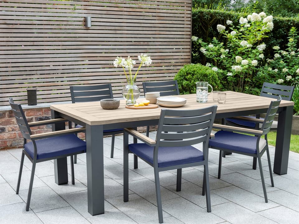 Elba Charcoal teak spectrum Indigo Aluminum Dining Set