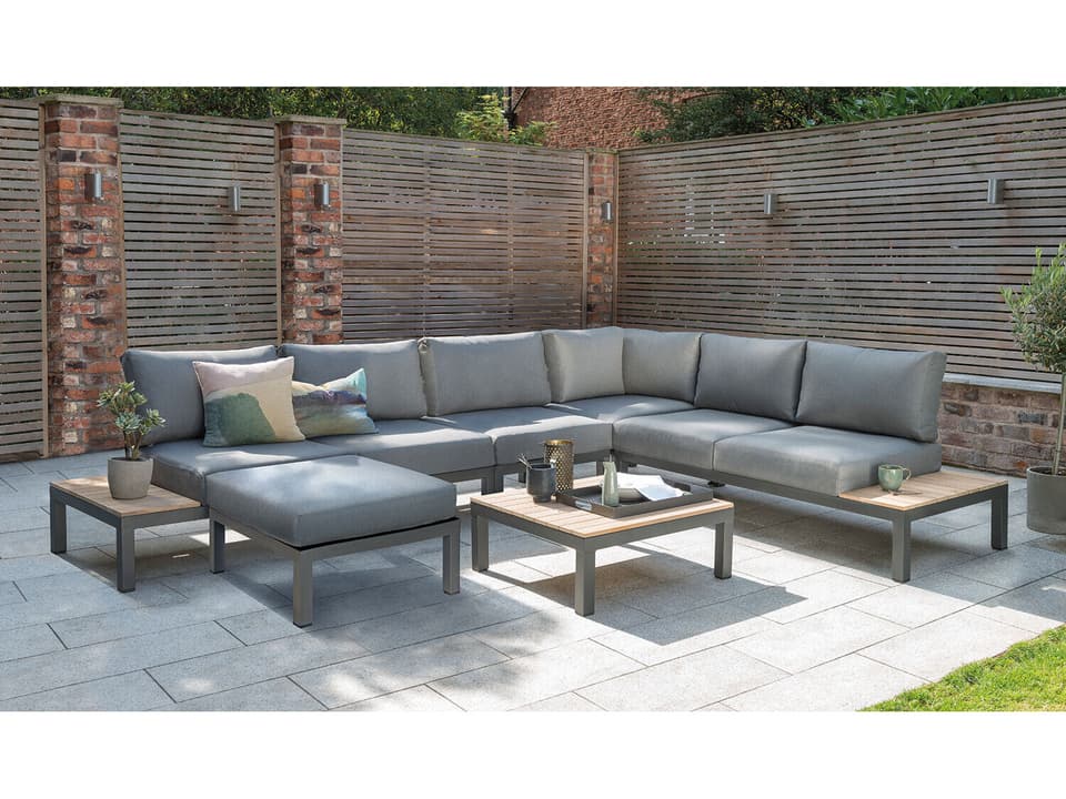 Elba 4-Piece Aluminum Sectional Lounge Set with Cast Silver Sunbrella