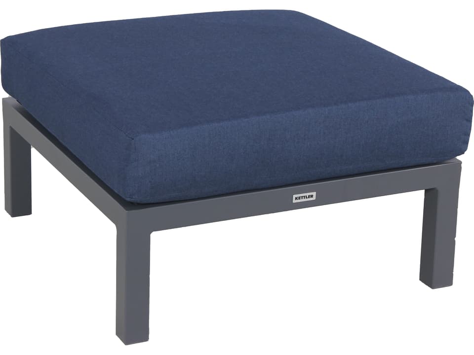 Elba Aluminum Cushion Ottoman with Spectrum Indigo Sunbrella