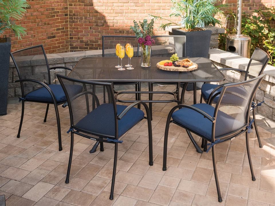 Pilano 7-Piece Wrought Iron Dining Set in Iron Grey