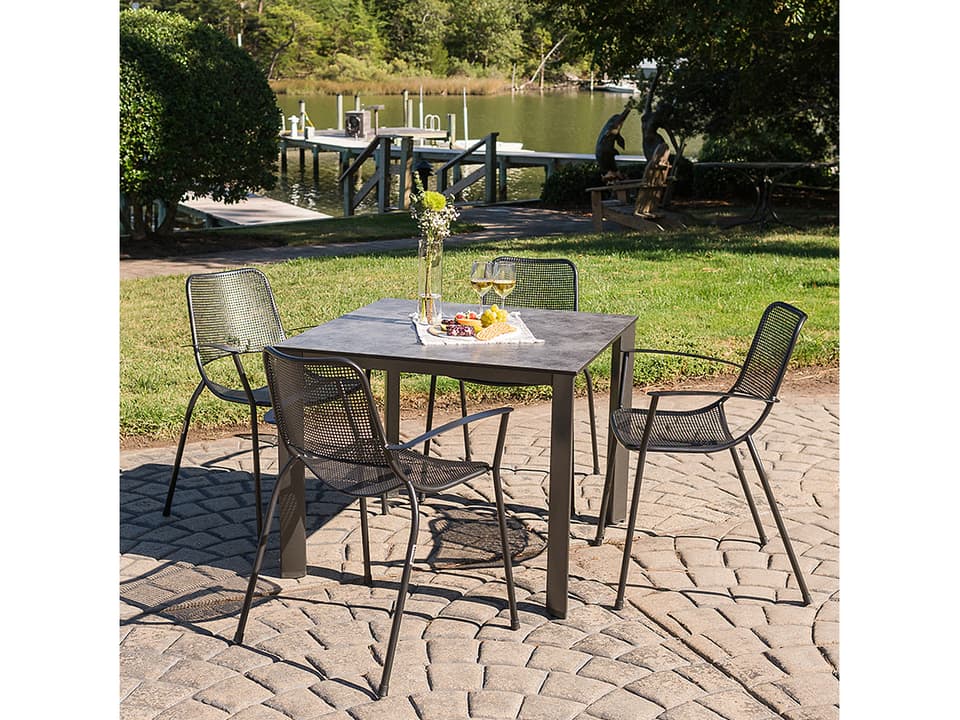Metro 5-Piece Steel Dining Set with HPL Tabletop in Grey