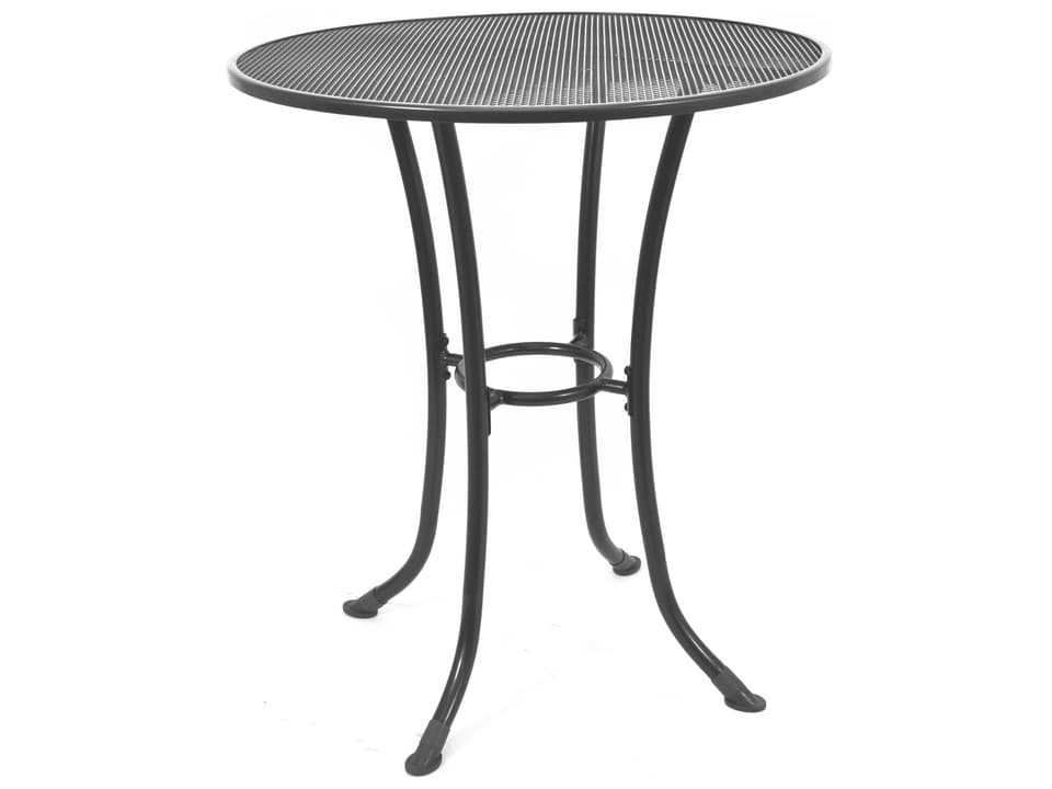 Mesh Steel 36-Inch Round Bar Table with Umbrella Hole in Iron Gray