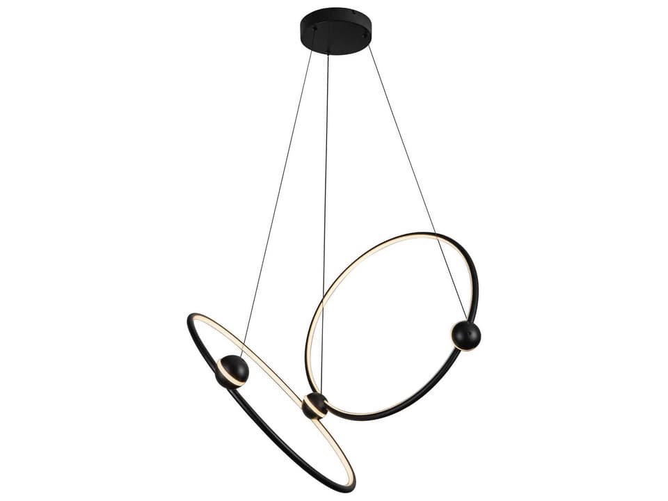 2-Head Isho Orbital Ring LED Chandelier in Black
