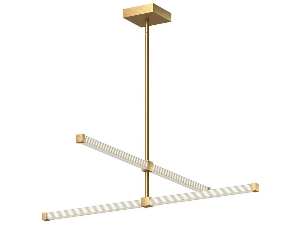 Blade Linear LED Chandelier in Brushed Gold with Clear Acrylic