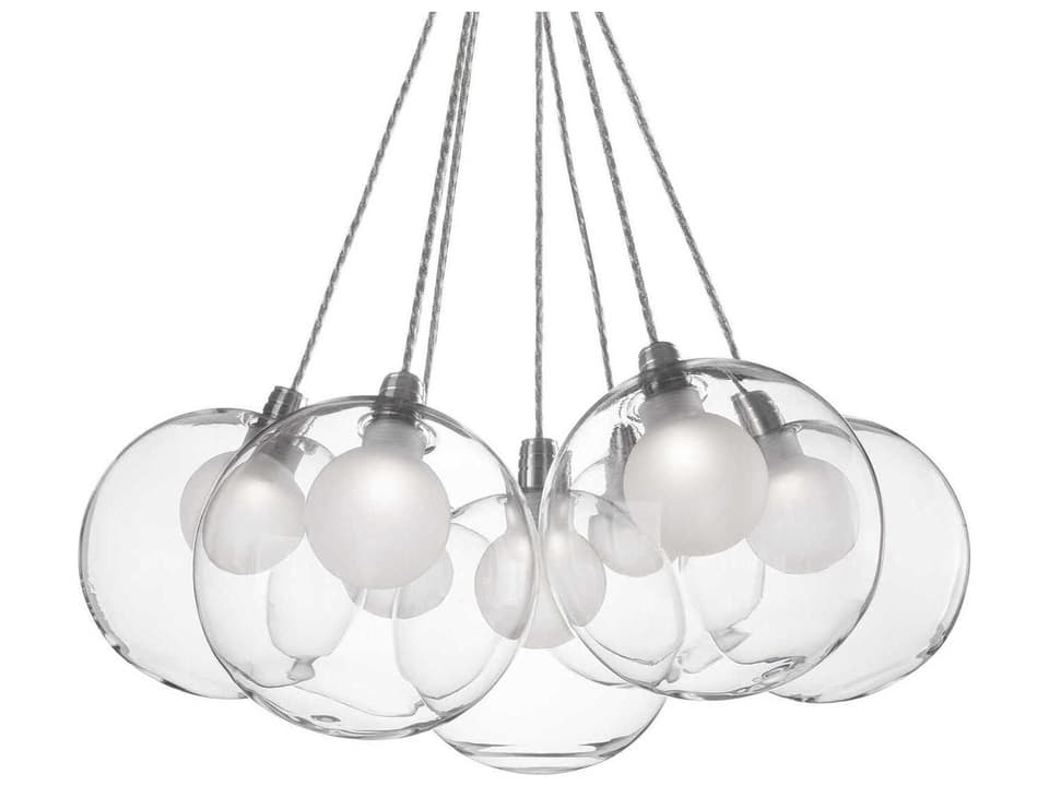 Bolla 7-Light Integrated LED Chandelier in Chrome with Clear Glass