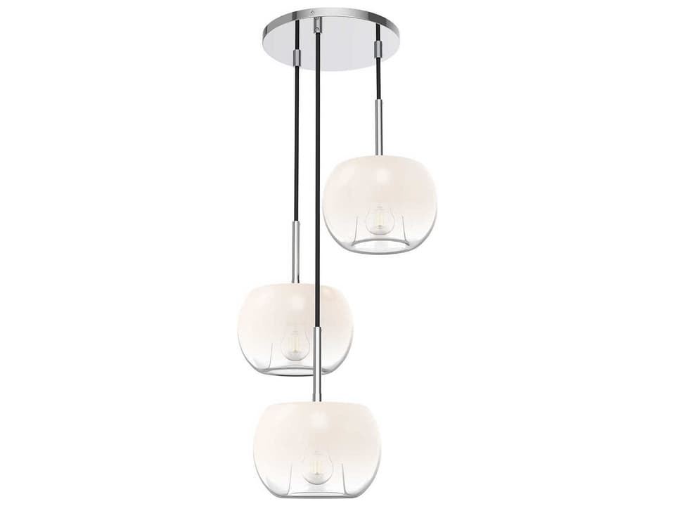3-Light Samar Chandelier with Transition Opal Glass in Chrome